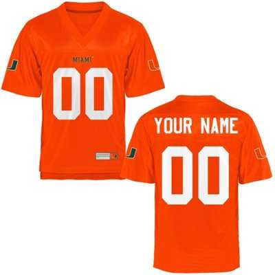 Men's Miami Hurricanes Customized Football Name & Number Jersey - 2015 Orange